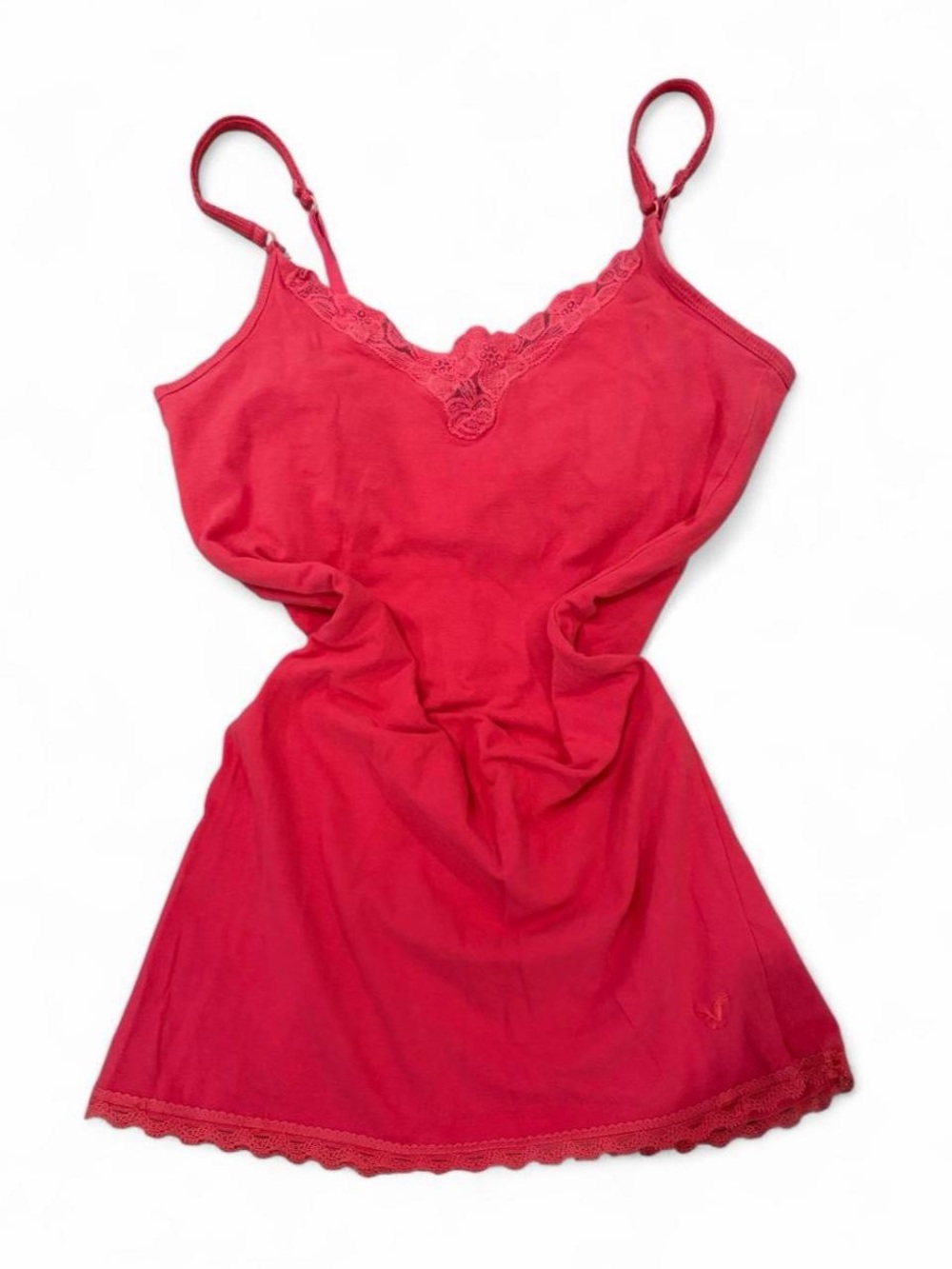 Vintage Y2K Women’s Lace-Trim Slip Dress Camisole - Red